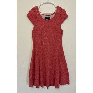 Anthropologie Maeve Women's Dayflower Fit & Flare Dress Floral Knit Pink Medium